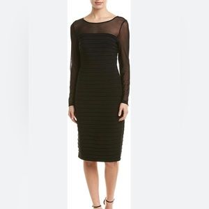 NWT Arianna Papell size 14 black jersey pintucked dress